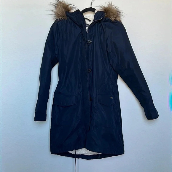 Abercrombie & Fitch Blue Sherpa-Lined Military Parka - Picture 2 of 6